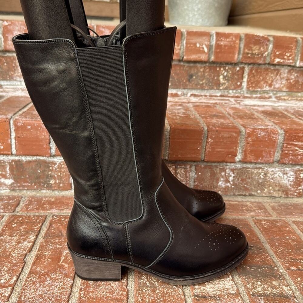Propet Rumor Black Leather Mid Calf Boots Women's 9 Orthopedic Comfort Support